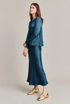 Luna Satin Slip Skirt Dark Denim 2 Luna Satin Slip Skirt Dark Denim -Ghost Store S05G002A K04 28654 650px 964px