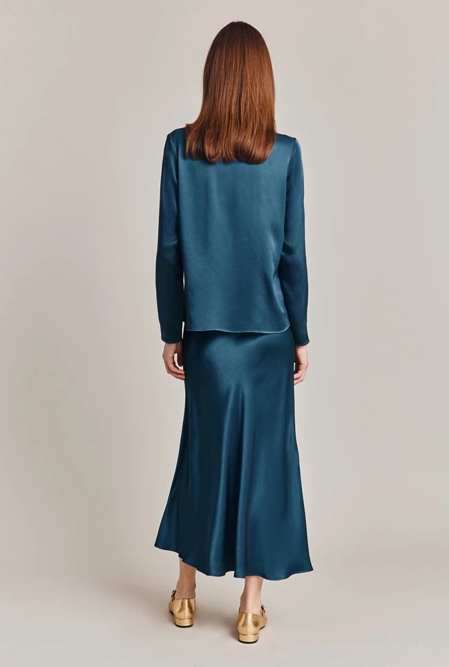 Luna Satin Slip Skirt Dark Denim Luna Satin Slip Skirt Dark Denim -Ghost Store S05G002A K04 28656 650px