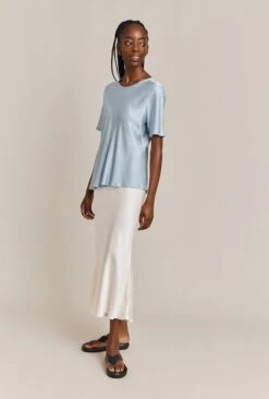 Luna Satin Slip Skirt Ivory -Ghost Store S05G002A M12 26705 650px 964px