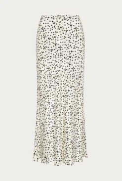 Emma Satin Slip Midi Skirt Cream Spot -Ghost Store S06G002 Z15 26473 650px 964px