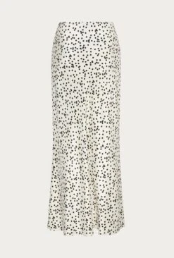 Emma Satin Slip Midi Skirt Cream Spot -Ghost Store S06G002 Z15 26474 650px 964px