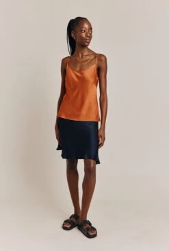 Arella Satin Slip Skirt Navy -Ghost Store S06G003 K10 26747 650px 964px