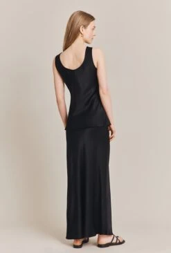Emma Satin Midi Skirt Black -Ghost Store S06G004 A01 27812 650px 964px