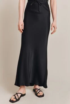 Emma Satin Midi Skirt Black -Ghost Store S06G004 A01 27813 650px 964px