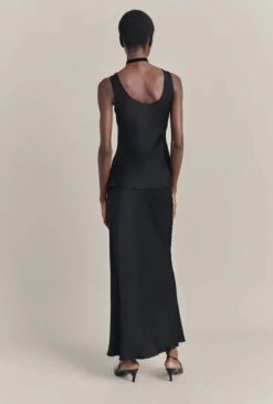 Emma Satin Midi Skirt Black -Ghost Store S06G004 A01 29873 650px 964px