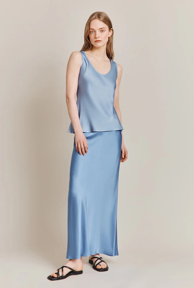 Emma Satin Midi Skirt Cornflower Blue Emma Satin Midi Skirt Cornflower Blue -Ghost Store S06G004 K92 27843 650px