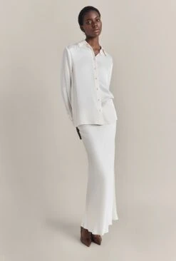 Emma Satin Midi Skirt Ivory -Ghost Store S06G004 M12 29798 650px 964px