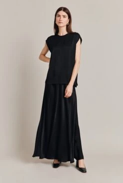 Adrianna Satin Maxi Skirt Black -Ghost Store S06G008 A01 28497 650px 964px