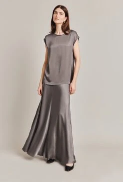 Adrianna Satin Maxi Skirt Grey 2 Adrianna Satin Maxi Skirt Grey -Ghost Store S06G008 B03 28506 650px 964px