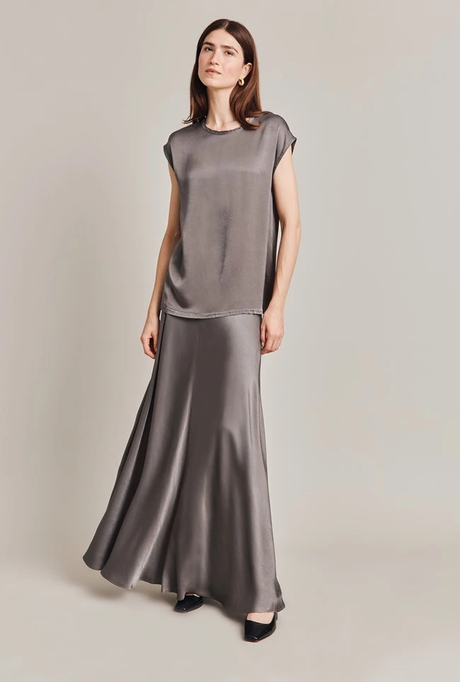 Adrianna Satin Maxi Skirt Grey Adrianna Satin Maxi Skirt Grey -Ghost Store S06G008 B03 28506 650px
