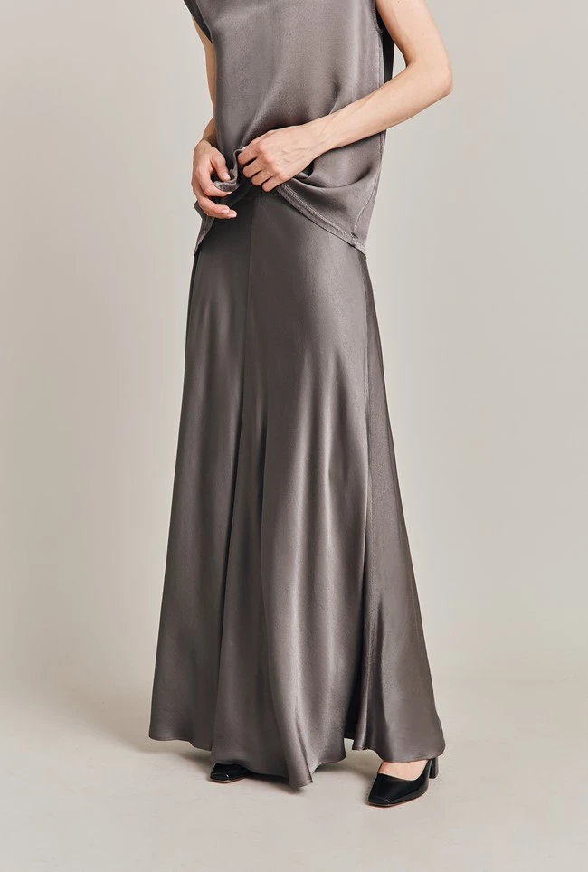 Adrianna Satin Maxi Skirt Grey Adrianna Satin Maxi Skirt Grey -Ghost Store S06G008 B03 28509 650px