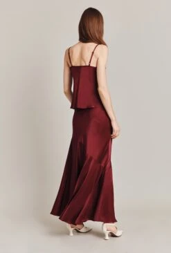 Eileen Satin Midi Skirt Claret -Ghost Store S07G004 G36 28930 650px 964px