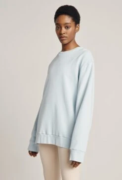 Organic Longline Sweatshirt Pale Blue -Ghost Store V02G007 K80 22757 650px 964px